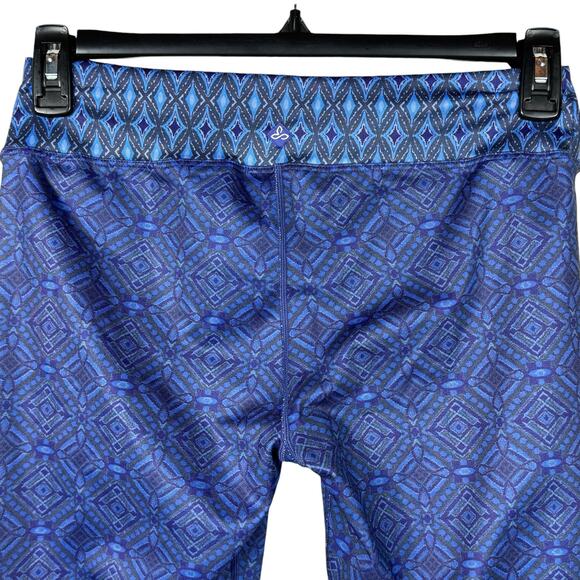 prAna Large Roxanne Capri Leggings Activewear Geometric Stretch Mid-Rise Blue - Picture 4 of 6